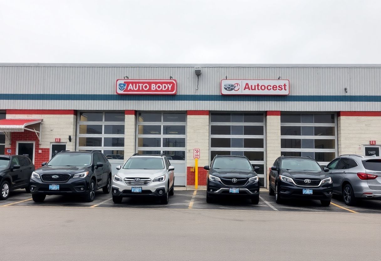Security cameras monitoring the vehicle lot and entrance of an auto body shop in Ontario
