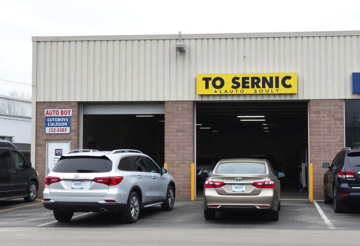 Security cameras monitoring the vehicle lot and entrance of an auto body shop in Ontario
