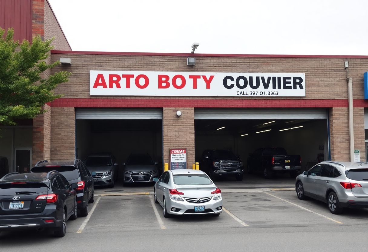 Security cameras monitoring the vehicle lot and entrance of an auto body shop in Ontario