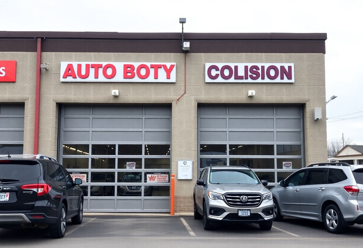 Security cameras monitoring the vehicle lot and entrance of an auto body shop in Ontario