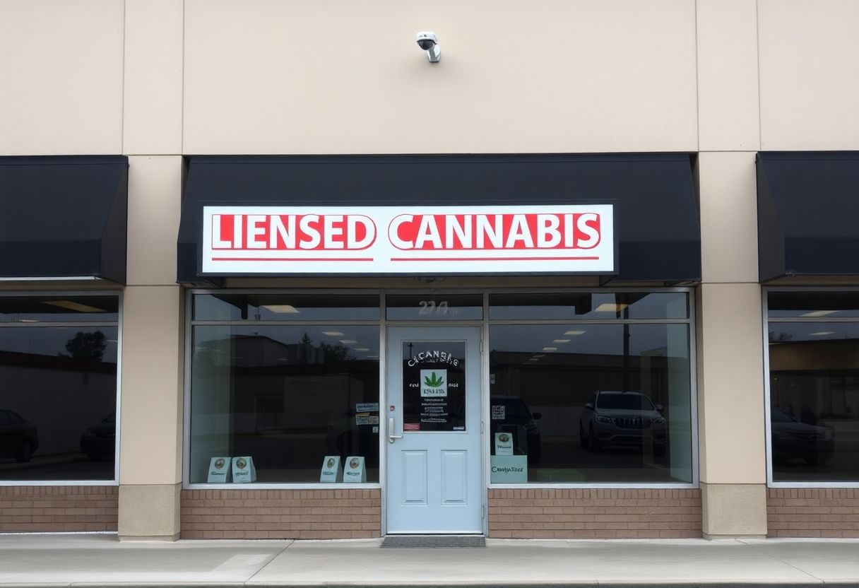 Security cameras and access control system installed at a cannabis retail dispensary entrance in Ontario