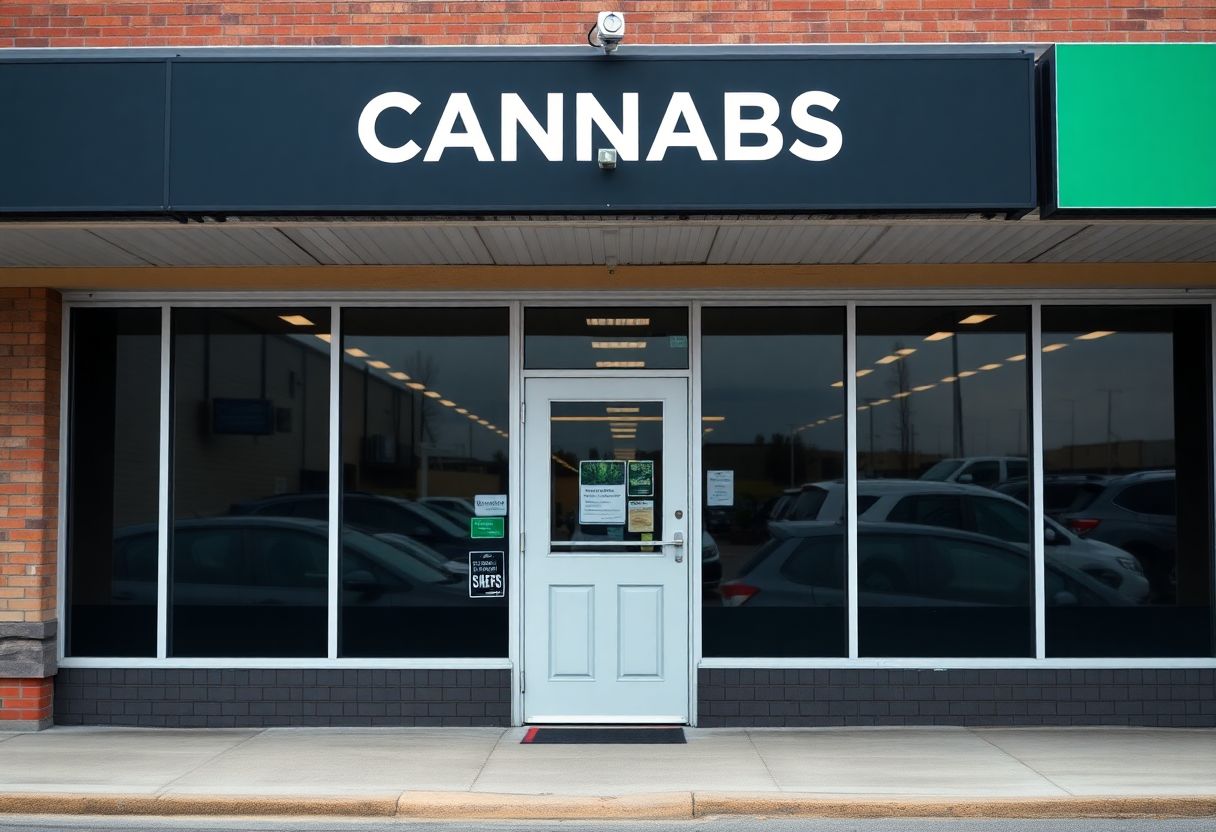Security cameras and access control system installed at a cannabis retail dispensary entrance in Ontario
