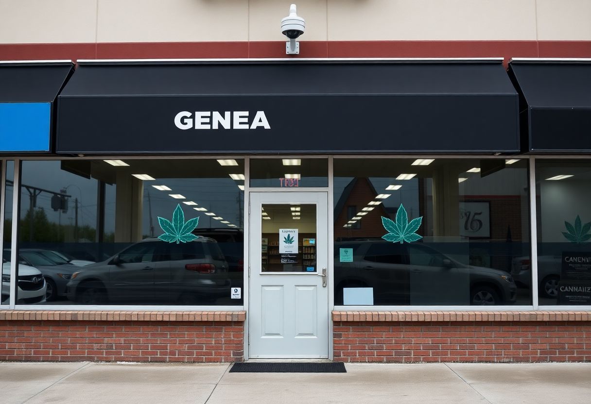 Security cameras and access control system installed at a cannabis retail dispensary entrance in Ontario