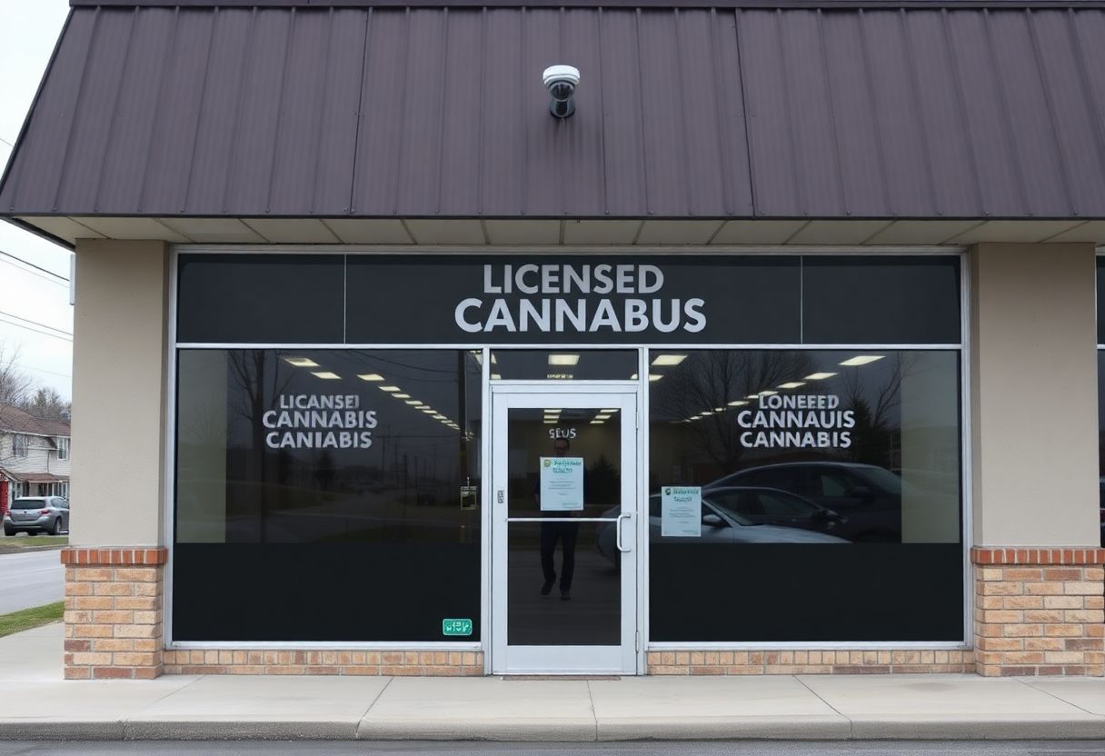 Security cameras and access control system installed at a cannabis retail dispensary entrance in Ontario