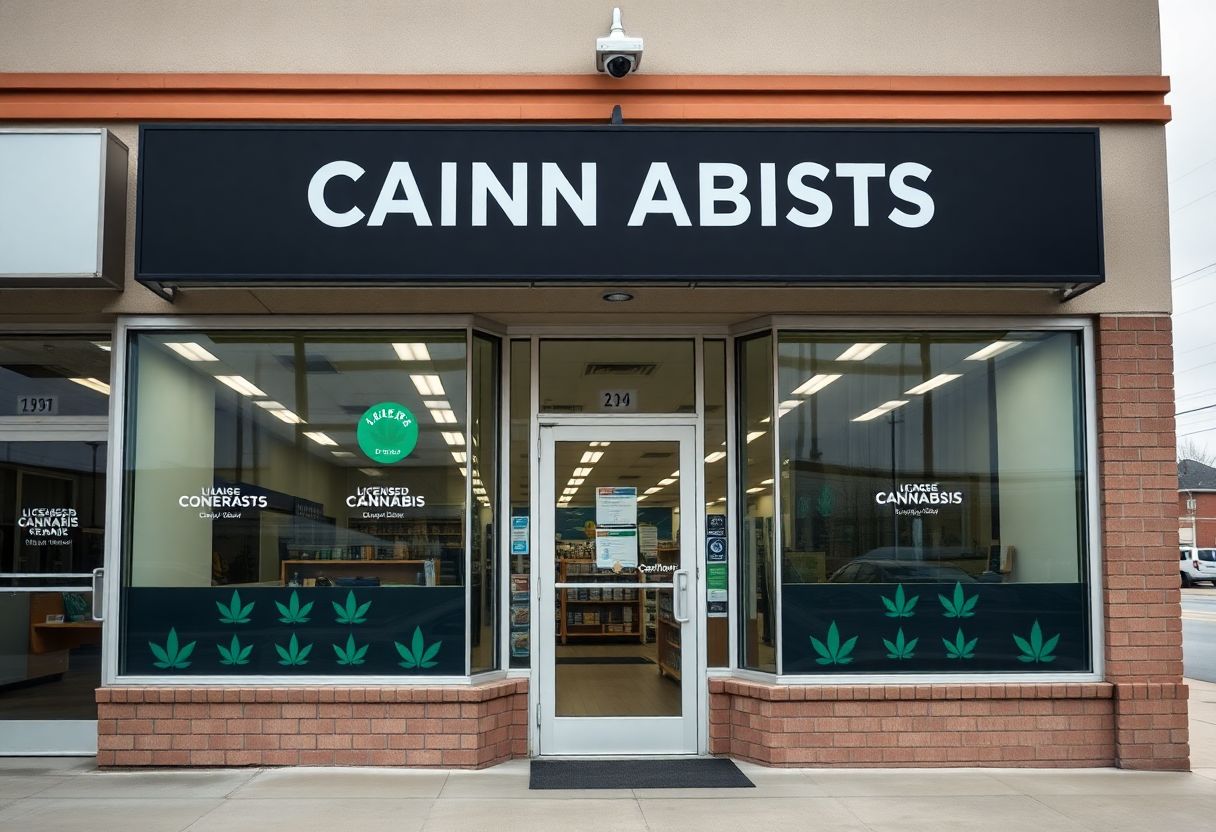 Security cameras and access control system installed at a cannabis retail dispensary entrance in Ontario