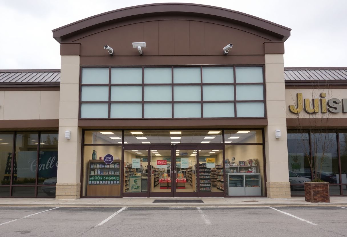 Security camera monitoring the entrance and checkout area of a retail store in Ontario