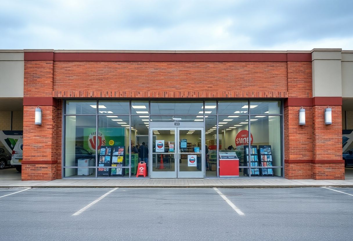 Security camera monitoring the entrance and checkout area of a retail store in Ontario