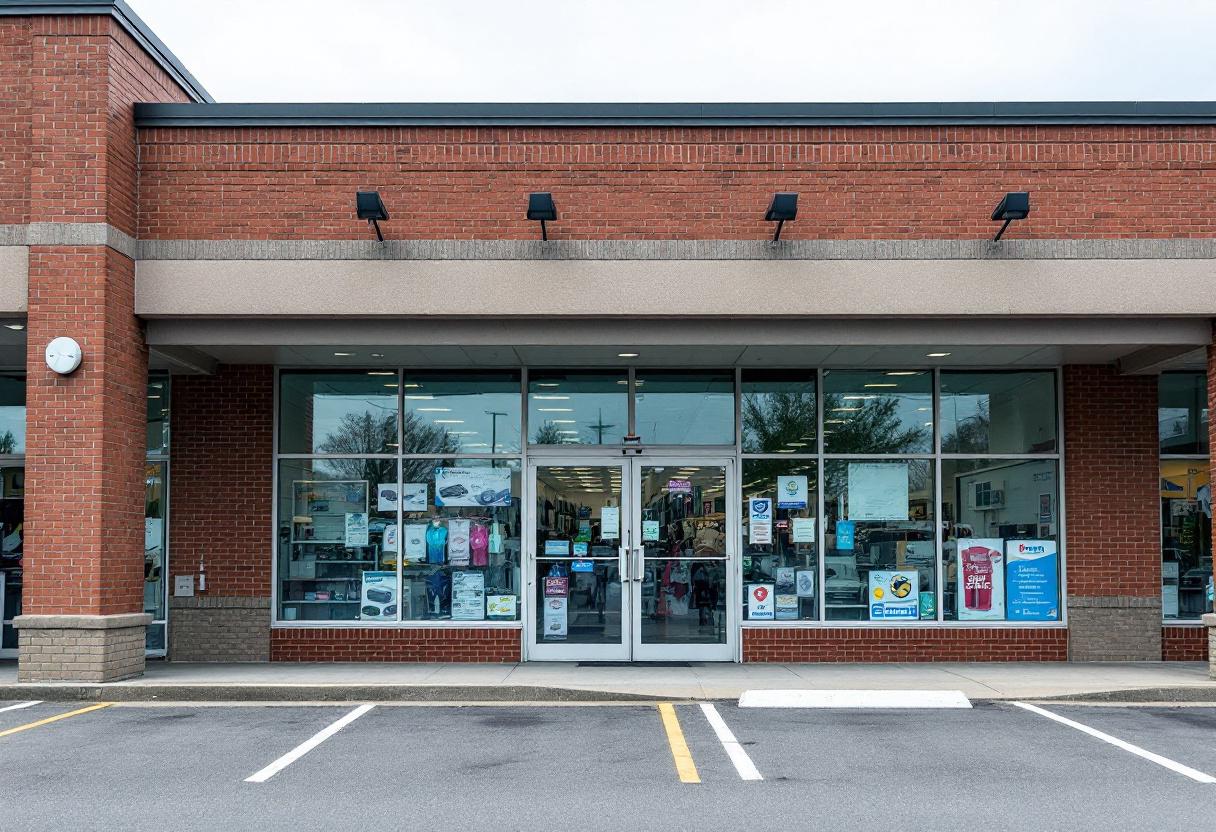 Security camera monitoring the entrance and checkout area of a retail store in Ontario