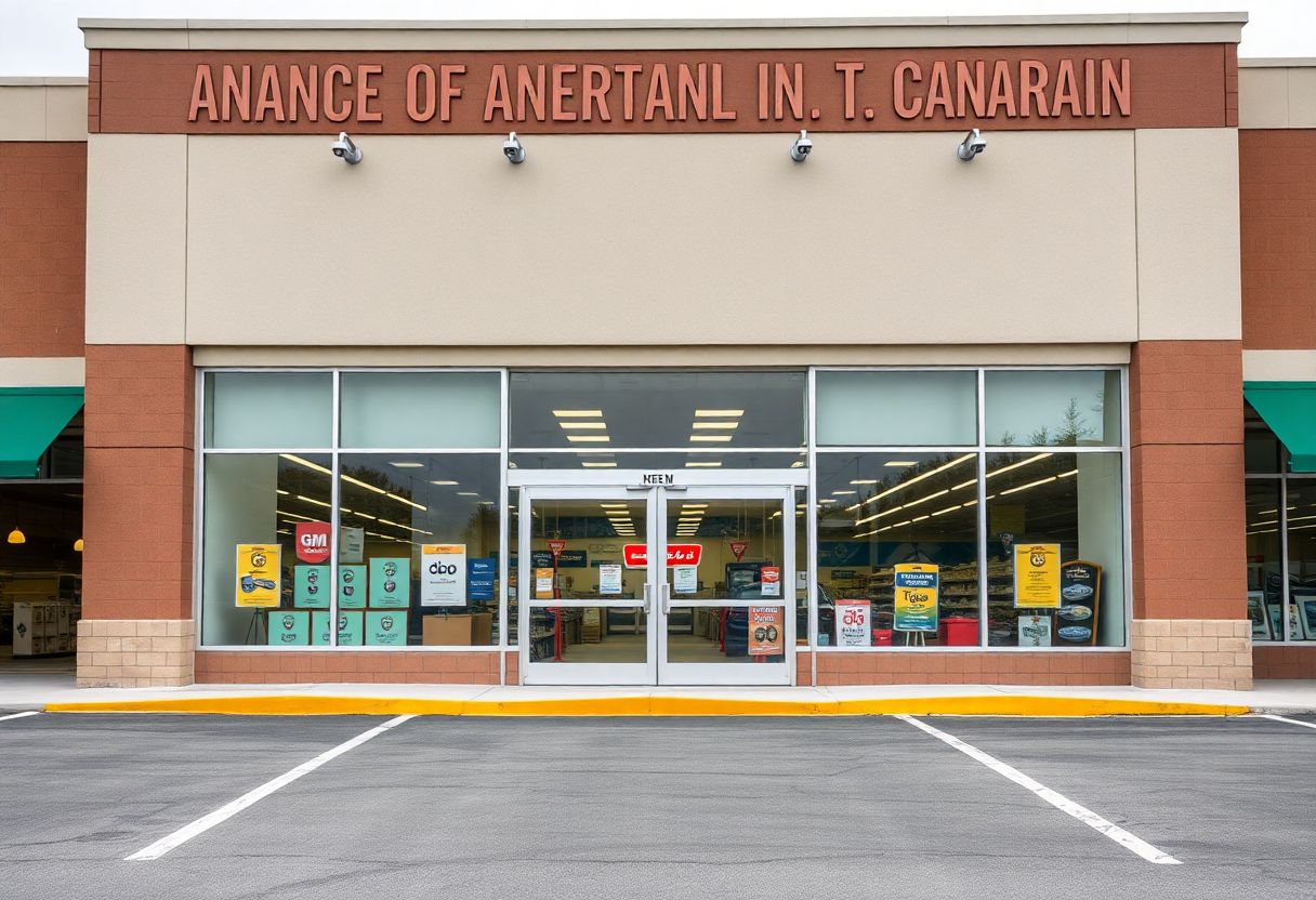 Security camera monitoring the entrance and checkout area of a retail store in Ontario