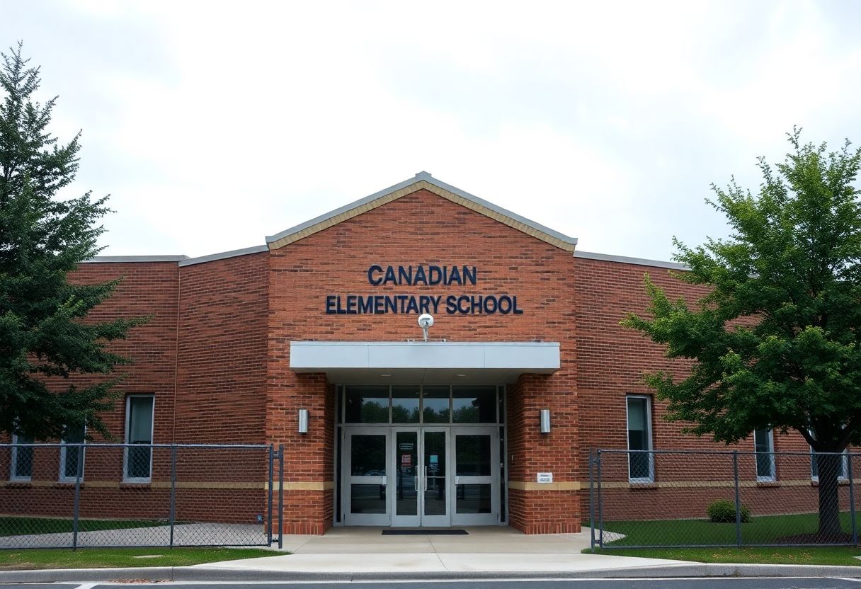 Secure buzzer entry system and camera at the front entrance of an Ontario school