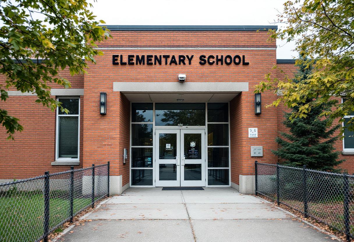 Secure buzzer entry system and camera at the front entrance of an Ontario school
