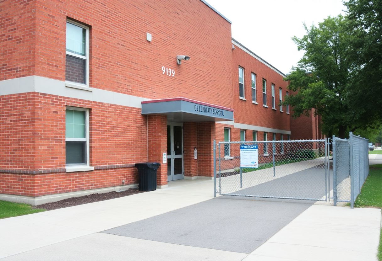 Secure buzzer entry system and camera at the front entrance of an Ontario school