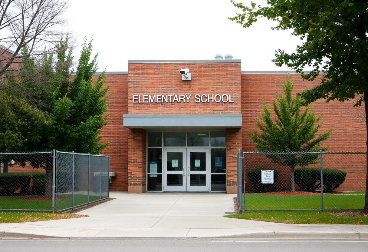 Secure buzzer entry system and camera at the front entrance of an Ontario school
