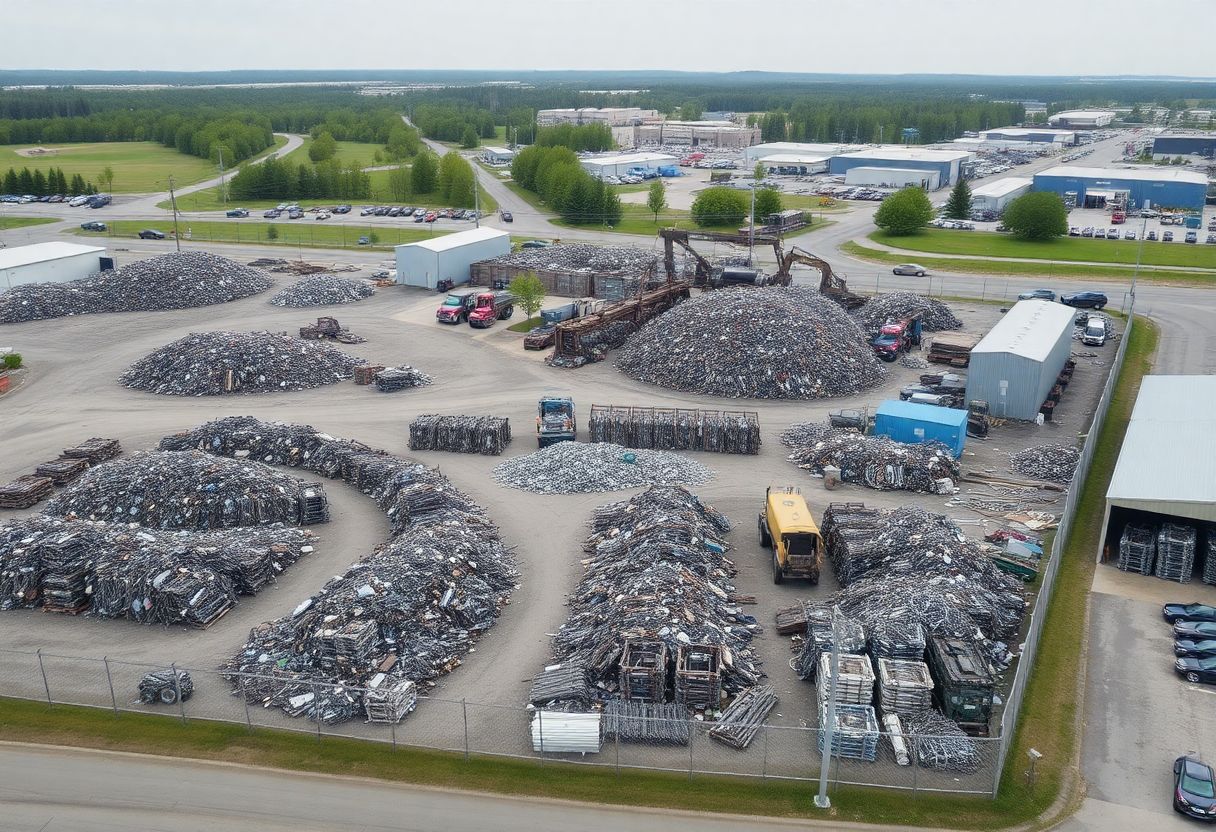 Security cameras monitoring the perimeter and vehicle entrance of a scrap recycling yard in Ontario