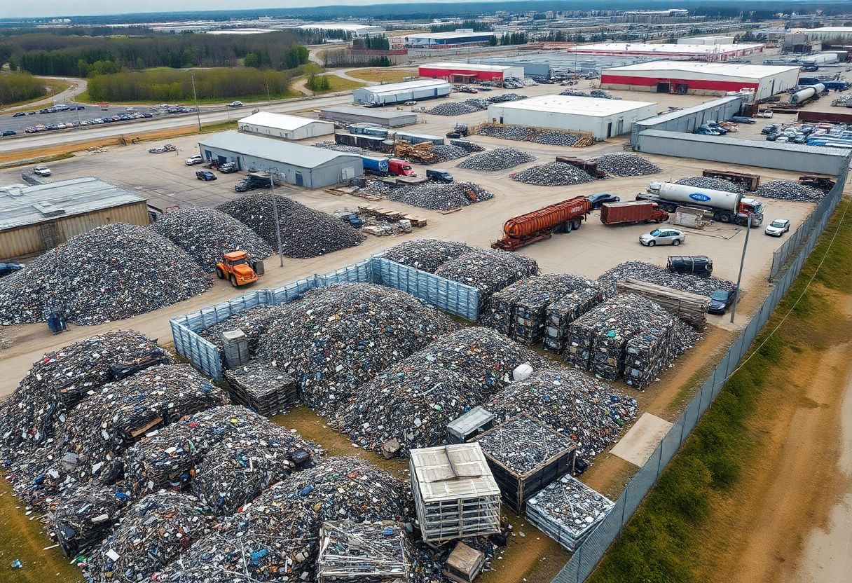 Security cameras monitoring the perimeter and vehicle entrance of a scrap recycling yard in Ontario