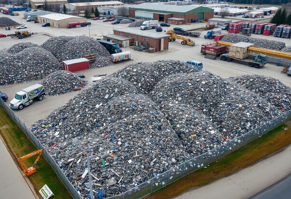 Security cameras monitoring the perimeter and vehicle entrance of a scrap recycling yard in Ontario