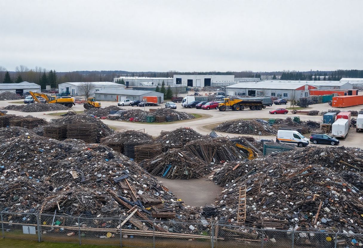 Security cameras monitoring the perimeter and vehicle entrance of a scrap recycling yard in Ontario
