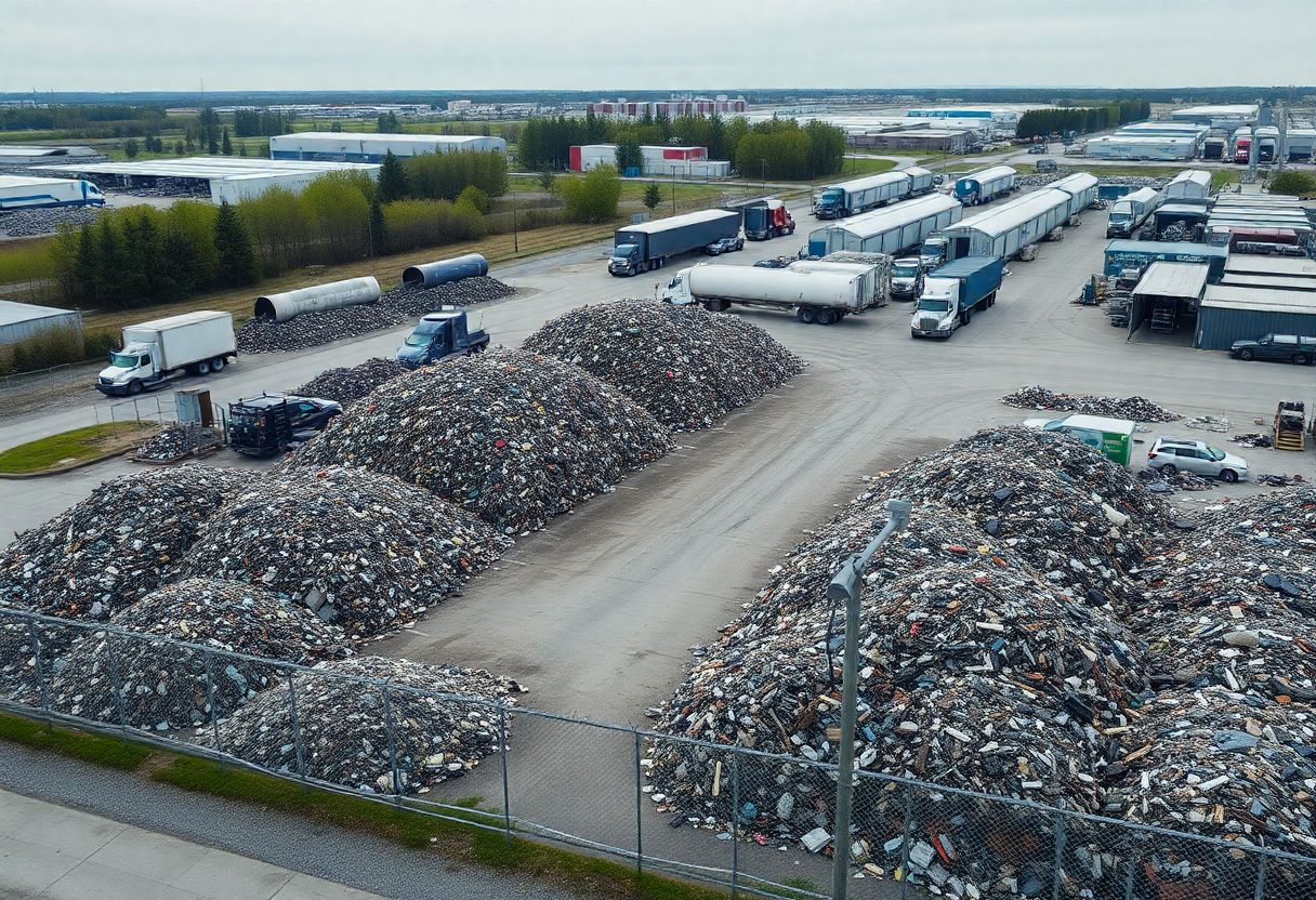 Security cameras monitoring the perimeter and vehicle entrance of a scrap recycling yard in Ontario