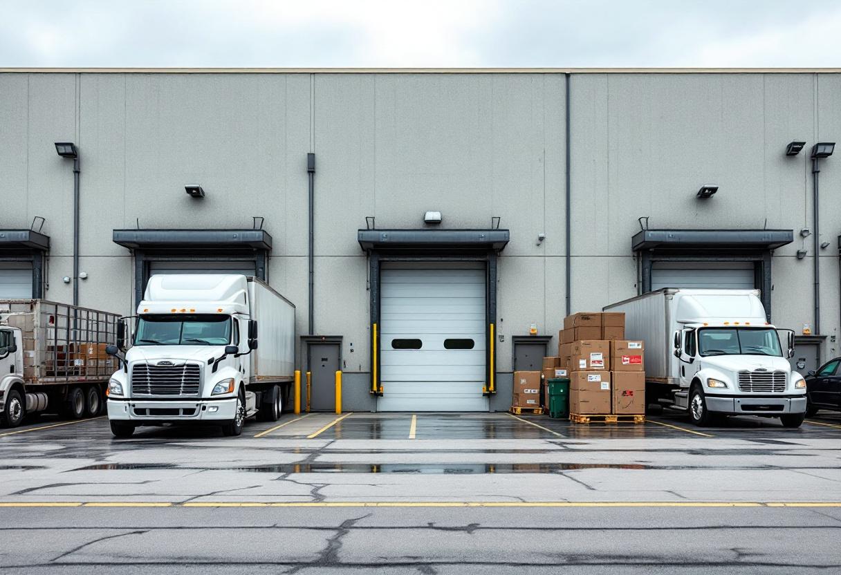 Live-monitored security cameras watching a shipping yard at night