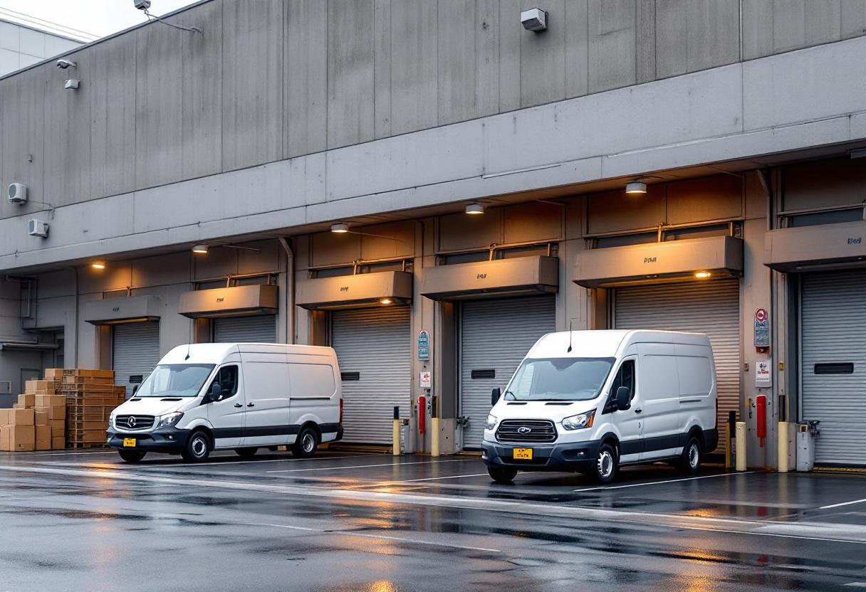 Live-monitored security cameras watching a shipping yard at night