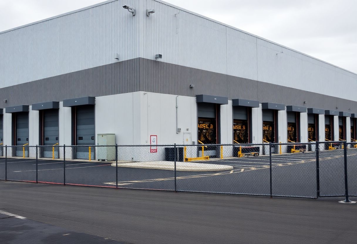 4K security cameras monitoring a warehouse interior with product aisles
