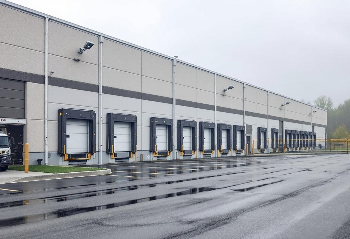4K security cameras monitoring a warehouse interior with product aisles