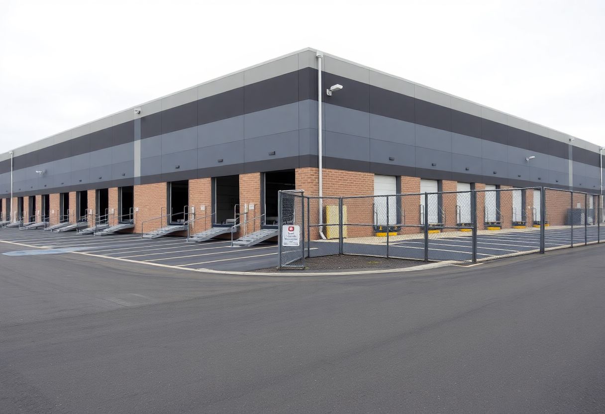 4K security cameras monitoring a warehouse interior with product aisles