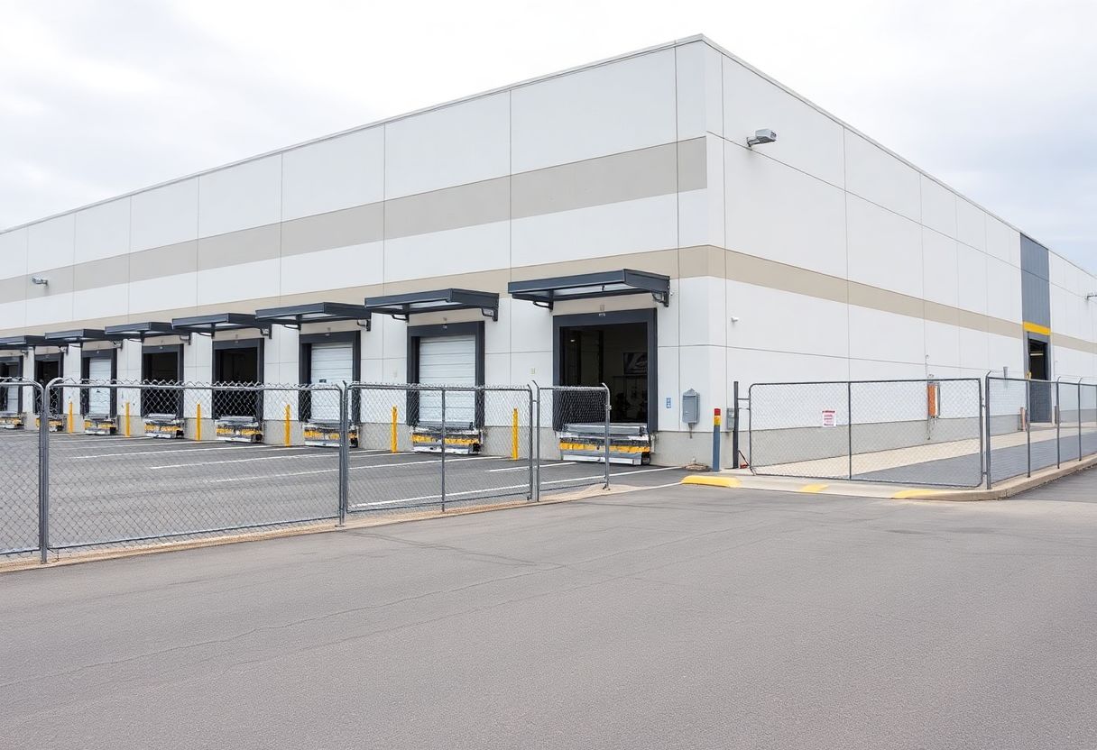 4K security cameras monitoring a warehouse interior with product aisles
